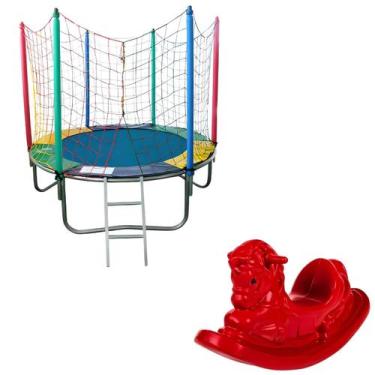Imagem de Cama Elástica Trampolim Pula Pula 1,83m Gangorra 1 Lugar Colorida Naci