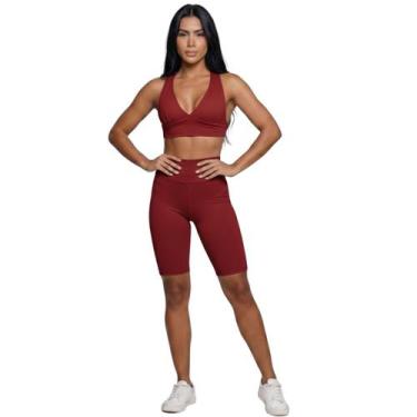 Imagem de Conjunto Top Bojo e Bermuda Ciclista Vekyo Roupa Para Academia Treino 