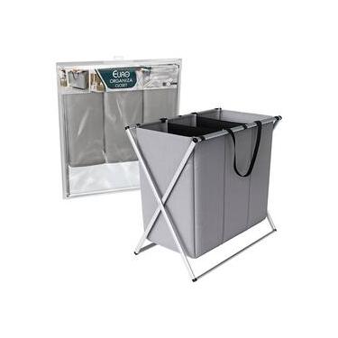 Imagem de Organizador de Roupas Euro Home Flash Limp 3 Compartimentos Dobrável em Poliéster Cinza