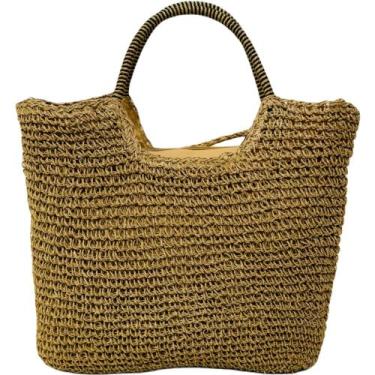 Imagem de Bolsa de Palha Trançada Praia Piscina Elegante Verão Viagem - Kyra, Ma