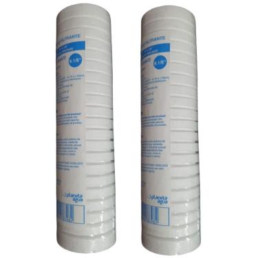 Imagem de Kit 2 Unidades Pré Filtro Refil PP Ranhurado 9 1-8 1134A-D Retém Barro Areia Ferrugem para Carcaça Aqualimp Planeta Água