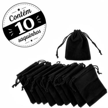 Imagem de 10 Saquinhos de Veludo 8x10 Cm - Rei Dos Estojos, Preto