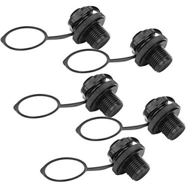 Imagem de cigemay Válvula de ar de segurança, 5 peças/conjunto de válvula de ar de PVC, válvula de ar de reposição, acessório para barco de borracha para barco inflável de caiaque (preto)