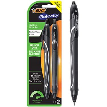 Imagem de Bic RGLCGP21-BLK Caneta de gel retrátil de secagem rápida 44; preta – pacote com 2