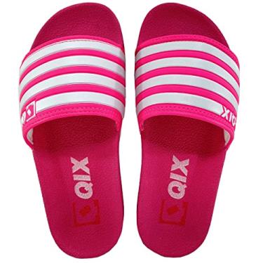Imagem de Chinelo Slide QIX Listras Feminino - Pink e Branco - 33/34