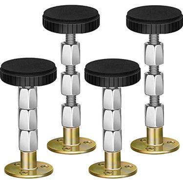 Imagem de Fixador de tampas de cabeceira rosqueadas ajustáveis, estabilizador de suporte telescópico antivibração de cabeceira, pacote com 4 ferramentas antivibração para parede de quarto, camas, armários