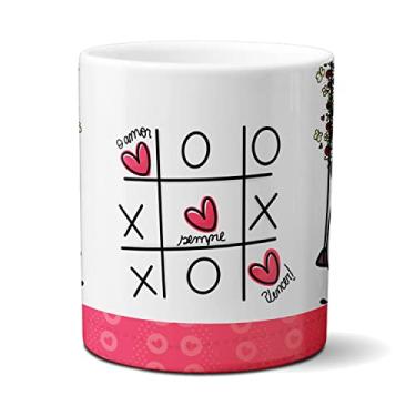 Imagem de Caneca Flork Namorados Fofos No Balanço O Amor Sempre Vence (Branca)