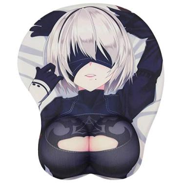 Imagem de BETOMSPS Mouse pad de computador para jogos anime ergonômico bonito mouse pad com suporte de pulso de gel, antiderrapante (preto)
