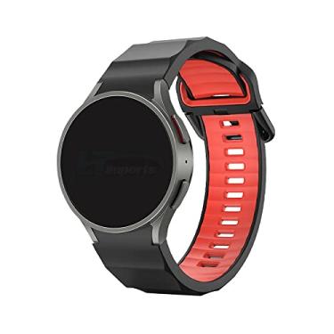 Imagem de Pulseira Robusta LTIMPORTS, compativel com Galaxy Watch 6 - Galaxy Watch6 Classic - Galaxy Watch 5 - Galaxy Watch5 Pro - Galaxy Watch 4 - Galaxy Watch4 Classic (Preto-Vermelho)