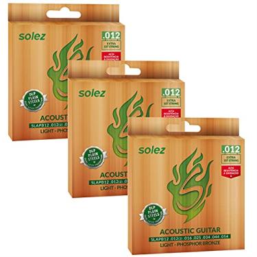Imagem de Kit Com 03 Cordas Para Violão Aço Fósforo Bronze Solez 012