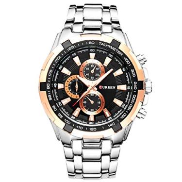 Imagem de Relógio Masculino Original Inox Prova D Água Curren Azul Mod.8023 - Preto e Dourado