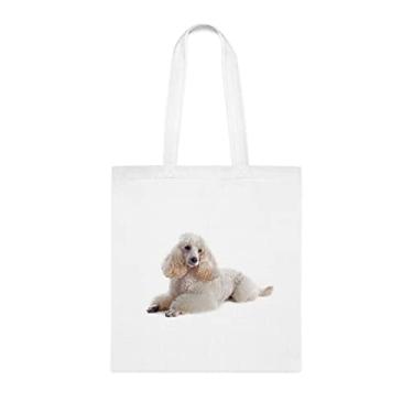 Imagem de Sacola de cachorro poodle, presente de cachorro poodle, presente para poodle, aniversário de cachorro poodle sacola reutilizável para cachorro poodle, Branco