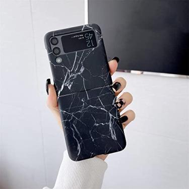 Imagem de Capa de celular para PC rígida branca para Samsung Galaxy Z Flip 3 4 5G Ultralight Slim Protection capa de celular para Galaxy Z Flip34, preto mármore, para Samsung Z flip4