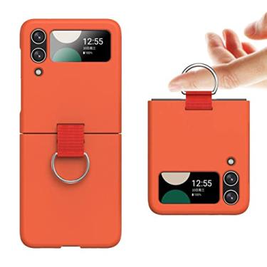 Imagem de Estojo dobrável com anel de dedo e proteção contra quedas para Samsung Galaxy Z Flip4 Flip 4 Flip3 Flip 3 Slim Hard PC Phone Cover, laranja, para Samsung Z Flip 3