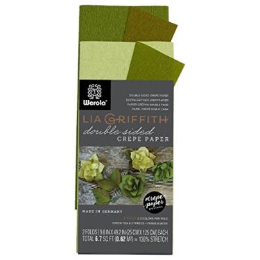 Imagem de Lia Griffith Rolo de papel crepe dupla face, 2 metros quadrados, chá verde e cipreste, samambaias e musgo