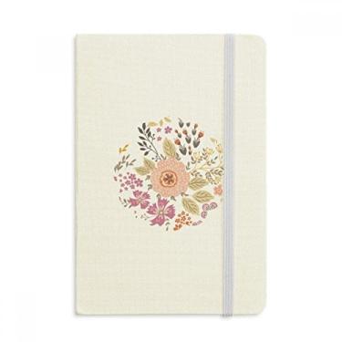 Imagem de Caderno de flores brancas e amarelas e laranjas, capa dura em tecido oficial diário clássico