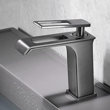 Imagem de Torneira para lavatório, misturador de banheiro, preto, torneira em cascata, quente, frio, lavatório, torneira misturadora, lavatório, cinza, pistola