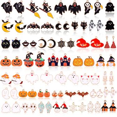 Imagem de Kalolary Berloques de Halloween Liga de Halloween Berloques Pulseira Esmalte Berloques de Metal Brinco Pingente Kawaii Encantos para Festa de Halloween Joias DIY Colar Pulseira Fazer Joias Suprimentos