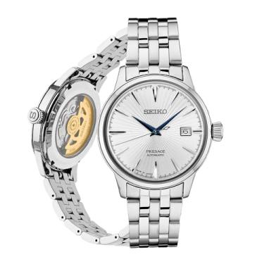 Imagem de Seiko Relógio masculino Presage automático para coquetéis com mostrador branco - Modelo: SRPB77