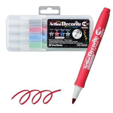 Imagem de Caneta Art Line Shachihata EDF-1/4PSH2, Decorite, Conjunto de 4 cores, 3, redonda, 1,0 mm