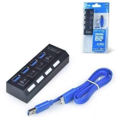 Imagem de Hub Usb 3.0 4 Portas Com Switch E Led Indicador Suporta 1tb - Geral