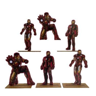 Imagem de Kit Display de Mesa 6 Peças Para Festa Homem de Ferro MDF - Juju Brasi