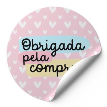 Imagem de 120 Etiquetas Selo Adesivas Redondas Alta Qualidade Obrigado Pela Comp