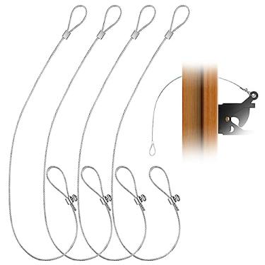 Imagem de MARRTEUM Puxador de cabo de trinco de portão, 48 cm de aço inoxidável, ajustável, para cercas de madeira, jardim, quintal, porta, cerca, portão, abridor (4 peças, prata)