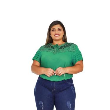 Imagem de Blusa feminina plus size pedraria manga curta  sku: bp12 - R.S MODAS, 
