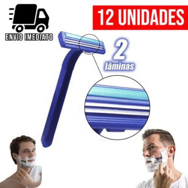 Imagem de Kit 12 Aparelho de Barbear Descartável com 2 Lâminas e Lubrificante Ba