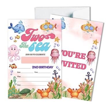 Imagem de Cartões de convite para festa de aniversário infantil convites de festa de aniversário de crianças no fundo do mar festa de aniversário para meninas crianças criaturas marinhas baleia tartaruga