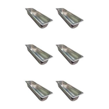 Imagem de KIT 6 CUBAS GN GASTRONÔMICA INOX 2/4 100MM SEM ALÇA 16,3x10x53,2CM 6L 