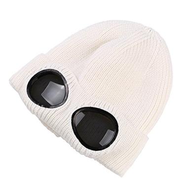Imagem de Gorro unissex de malha de lã, chapéu elegante de inverno quente boné esportivo ao ar livre branco