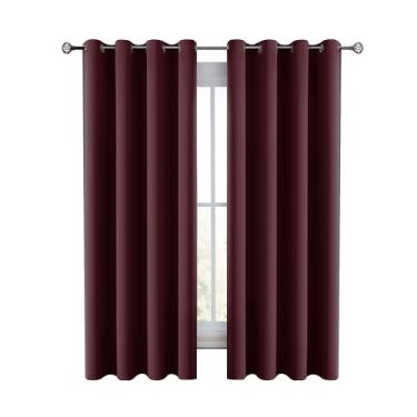 Imagem de Cortinas blackout premium LUX Decor, 153 cm de comprimento, conjunto de 2 painéis - Cortinas escurecidas com isolamento térmico para janela do quarto - Cortinas com ilhós - 106 x 160 cm (Borgonha)