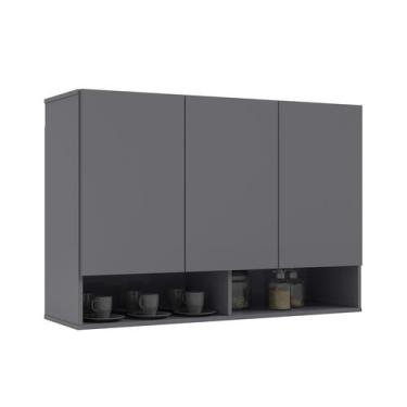 Imagem de Armario Suspenso Cozinha Lavanderia Com 3 Portas Em Mdf E Corpo Em Mdp