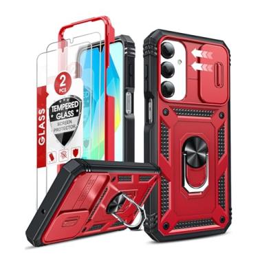 Imagem de LeYi Capa de telefone compatível com Galaxy A16-5G, protetor de tela Samsung A16 de vidro temperado X 2 com capa para celular Samsung A16, suporte magnético, à prova de choque Funda para Smart A 16