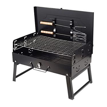 Imagem de Churrasqueira portátil a carvão – churrasqueira dobrável de mesa, fogão de cozinha ao ar livre, tipo caixa dobrável, para quintal, jardim, terraço, piquenique, viagem, acampamento, praia, pátio