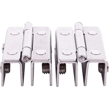 Imagem de BAZAC Dobradiça de grampo duplo ajustável para porta de vidro de chuveiro, prata DIY para caber na maioria dos vidros, instalado no seu banheiro, porta do chuveiro da cozinha (Cor: A, Tamanho: A)