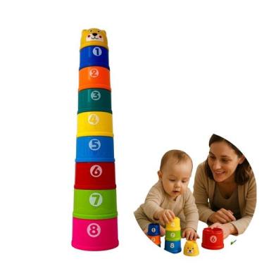 Imagem de Brinquedo Educativo de Bebê Empilhar Torre Divertida 9 Peças - Toy Mix