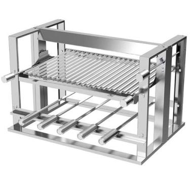 Imagem de Churrasqueira Elevatória com 5 Espetos e Grelha Parrilha - Líder Grill