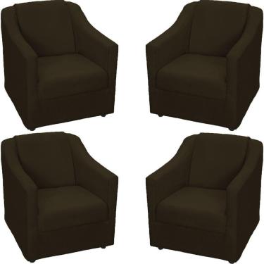 Imagem de Kit 4 Poltronas Mila Pé De Plástico Cromado - Marrom Suede
