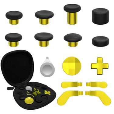 Imagem de CHARM FOCUS Kit De Substituição Joysticks Metal 16 Em 1 Para Xbox Elite Series 2, Inclui Magnéticos, Botões, Capas Silicone, D-Pads E Ferramenta Ajuste (Dourado)