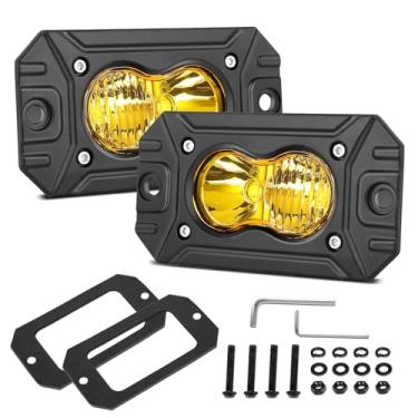 Imagem de Auto Power Plus Luzes De Led Embutidas Para Direção, Neblina, Amarelas, 2 Peças, 40 W, Âmbar, Barra Luz Para-Choque Off-Road, Cubo Reserva Caminhonete, Picape, Quadriciclo, Utv, Barco 4X4