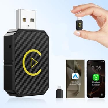 Imagem de Mini adaptador automotivo sem fio CarPlay e sem fio Android 2025 para iPhone/Android, Dongle sem fio Carplay Plug and Play de baixa latência converte com fio para carro sem fio para carros 2016+, USB