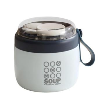 Imagem de WeiLaiKeQi Organizador de recipientes para alimentos isolados, leve, fácil de limpar, jarra de armazenamento de alimentos, caneca térmica para sopa, para, Azul