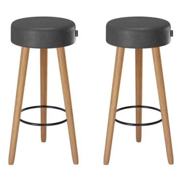 Imagem de Kit 2 Banquetas Alta Londres Banco 70cm para balcão Bar Cozinha Gourme