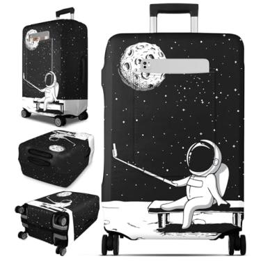 Imagem de Slohif Capa de bagagem para mala protetora aprovada pela Tsa – capa grande para viagem elástica capa de bagagem protetora lavável ajuste 55-81 cm, Astronauta, M-(26-28) Inch, Astronauta