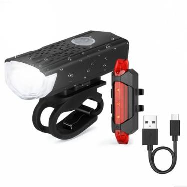 Imagem de Techtrends Kit Lanterna Traseira E Farol Dianteiro Bike Led Recarregável Usb Com 3 Modos De Iluminação Sinalizador Pisca Bicicleta Luz Led Ultra Forte Resistente A Água (cabo USB Incluso)