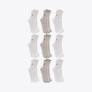 Imagem de Kit 9 Pares de Meias Soquetes Lupo Cano Médio 03245-089, Branco, Cinza