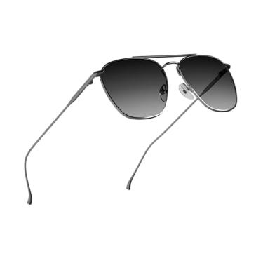 Imagem de grinderPUNCH Óculos De Sol Polarizados Quadrados Pequenos Para Mulheres, Proteção Uv400, Metal, Leve, Moderno, Retrô, Anos 70 E 90 (Preto Degradê)